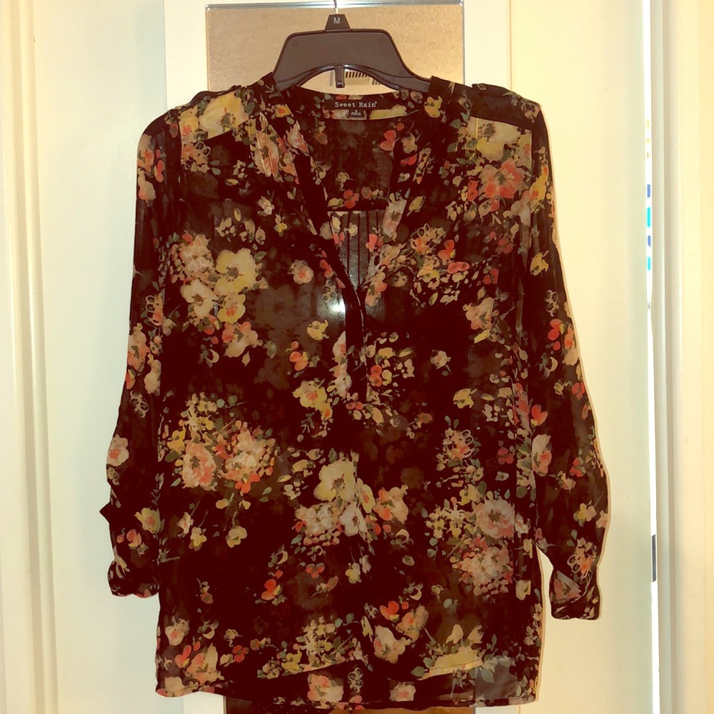 Sweet Rain half-button sheer top